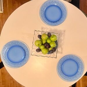 Corningware Blue Glass 12” Charger Plates Excellent Condition Set of 3